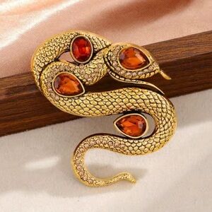 Serpenti Amber Couture Golden Vintage Crystals Brooch